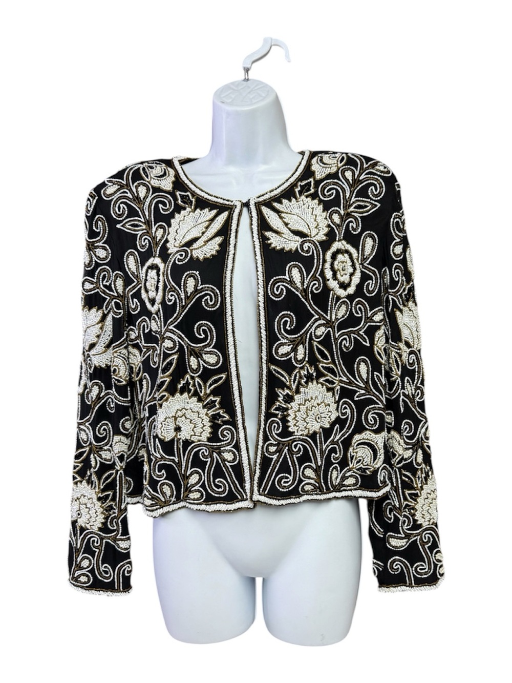 Niteline Della Roufogali size medium Jacket with White Floral Bead Embroidery